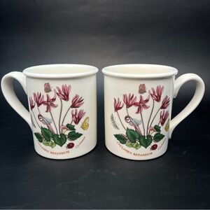 Portmeirion Botanic Garden Cyclamen Flower Coffee Cups Mugs Tea Made in England
